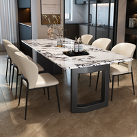 Ensemble table et chaises rectangulaires en marbre noir pur, style minimaliste italien, pour petit appartement, salon, maison