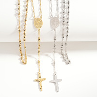 CYNYA 59 pièces en acier inoxydable vierge marie chapelet mâle non terni femelle titane acier crucifix collier chaîne de cavalier