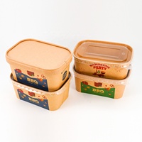 Vente en gros Récipient alimentaire jetable en papier kraft 1000ml Plateau alimentaire en papier imprimé personnalisé à bon prix