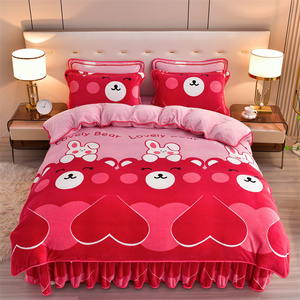 Juego de ropa de cama de cuatro piezas de terciopelo frágil de terciopelo de visón dorado de terciopelo grueso de alto gramo - Product Image 2