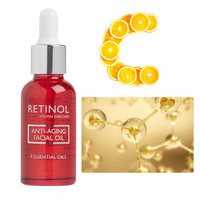 Sérum Liquide Visage Anti-Âge à la Vitamine C et à l'Acide Hyaluronique, Huile Végétale, 30ml, Anti-Rides et Éclaircissant, Marque Privée Fabricant