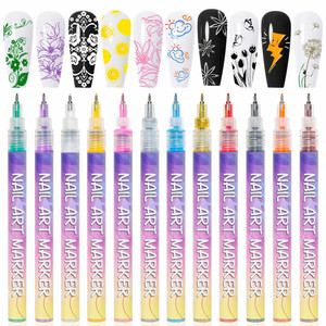 Wholesale 12 Colors Nail Painting Graffiti <b>Pen</b> Plastic Waterproof Drawing Liner Brush Marker <b>Pen</b> Nail Art Graffiti <b>Pen</b> - Product Image 2