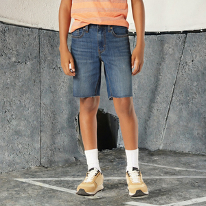 Pantalones Cortos de Mezclilla para Hombre, Cintura Media, Cierre de Botones, Color Sólido, Estilo Casual, Tejido de Algodón Transpirable, con Bolsillos - Product Image 3