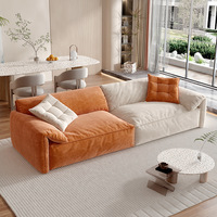 Ensemble de canapés de salon italien 3 places, style simple, tissu brossé, avec éponges en latex pour hôtels - Vente directe du fabricant