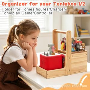 Wooden Figurine Storage Rack With Handles Magnetic <b>Speaker</b> Display Desktop Doll Organizer For Kids Toys Storage - Product Image 2