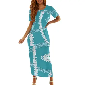 7XL Custom Islander Hawaiian Tribal Women's 2024 Summer Short Sleeve Dress Set Cut Out Elegant Bodycon Wrap Party Evening Dress