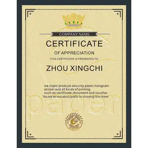 Сертификат на заказ бумага Золотая фольга металлическая граница пустая награда сертификат для признания признательности