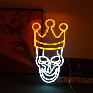 Couronne Crâne Néon LED Signe Gothique <span class=keywords><strong>Punk</strong></span> Pirate Parure pour Halloween Décoration Murale Durable En Plastique Lampe Corps - Product Image 3