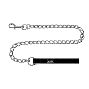 Stainless Steel Chain <b>Dog</b> Leash with <b>Red</b> Padded Handle Durable Classic Style for <b>Dogs</b> - Product Image 4