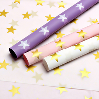 Papier d'emballage mat imperméable à motif étoile, papier d'emballage pour bouquet pentagramme pour fleuriste DIY