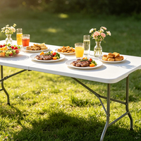 Mesa Plegable Portátil de Plástico 180x70 CM con Superficie de HDPE y Estructura Metálica, Mesa Plegable para Banquetes y Eventos, Venta al Por Mayor