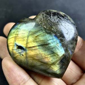 Pierres précieuses de labradorite de haute qualité en gros, labradorite bleue à reflets, pierre en forme de cœur pour la décoration, cadeau - Product Image 2
