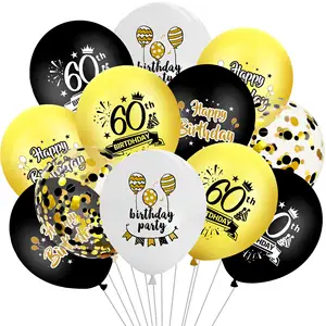 Black gold 18 30 40 50 60 latex balloon adult birthday happy birthday balloon party decoration supplies