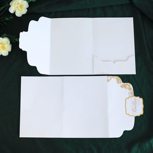 Enveloppe de poche à trois volets en feuille d'or personnalisée pour les invitations de mariage, les cartes d'enregistrement d'hôtel d'affaires, diverses options de taille de papier de couleur - Product Image 1