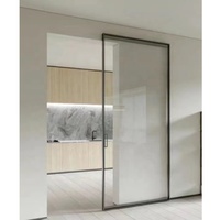 Nouvelle arrivée appartement salon porte fantôme avec kit de rouleau porte coulissante en verre piste cachée porte coulissante invisible porte magique