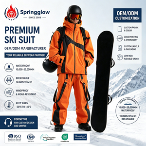 Combinaison de ski imperméable 20K pour homme et femme, grande taille, bicolore, deux pièces, avec logo personnalisé, vente en gros OEM, pour le <span class=keywords><strong>snowboard</strong></span> et les sports de neige - Product Image 1