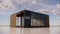 Bâtiment préfabriqué moderne, jardin extérieur, salle de sport, studio, bureau, abri, maison
