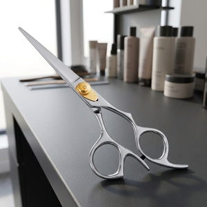 Ciseaux de coiffure professionnels en acier inoxydable 440C, pointe acérée, pour droitiers, manche long - Product Image 3