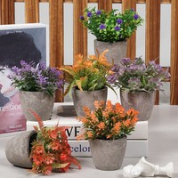 4 paquets de petites fleurs artificielles fausses plantes Mini 10CM Thanksgiving New Year Home Decor Indoor
