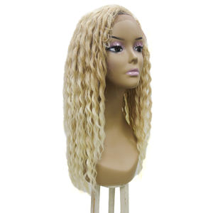 Nouveautés Perruque synthétique frontale en dentelle HD pré-épilée, bouclée, lisse crépue, ondulée, avec mèches blond miel, dentelle transparente, couleur 613 - Product Image 1