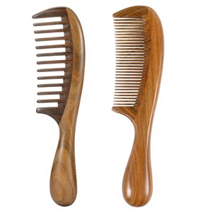 Brosse à dents larges en bois écologique portable avec logo personnalisé pour démêler les cheveux bouclés, 100% bois de santal naturel, antistatique - Product Image 2