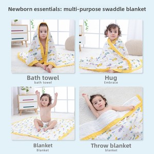 Nouvelle <span class=keywords><strong>couverture</strong></span> enveloppante pour bébé en gaze de coton pur 6 couches haute densité, super douce, à large bord, pour nouveau-né, toutes saisons, vente en gros - Product Image 4