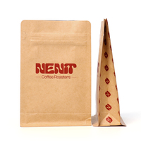 Sac à café en papier kraft personnalisé 250g 500g 1kg, pochette à fond plat avec valve et fermeture éclair, emballage pour grains de café