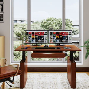 Bureau debout en <span class=keywords><strong>bois</strong></span> massif, ergonomique, réglable en hauteur, électrique, double moteur, avec cadre extensible - Product Image 3