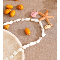 JINYOU 2695 Collar de Acero Inoxidable Hecho a Mano, Serie Océano, Cadena de Conchas, Estrella de Mar Esmaltada, Caballito de Mar y Pez