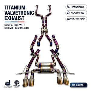 Sistema de escape Catback Vortex Purple Titanium con válvulas para BMW G80 M3 G82 M4 3.0T con tubos de escape cuádruples con acabado efecto quemado y sonido de tubería - Product Image 1