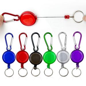 Custom Logo Retractable ID <b>Badge</b> Reel Key Holder Carabiner <b>Clip</b> with Split Ring for Promotional Activities - Product Image 3