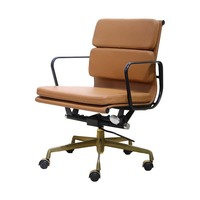Chaise de réception/bureau ergonomique pivotante en cuir véritable de style italien minimaliste, accoudoirs réglables en hauteur pour salles d'étude