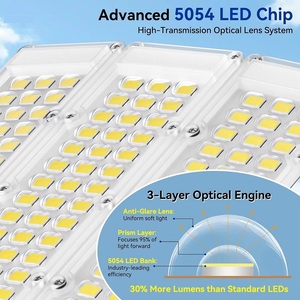 Lampu jalan luar ruangan 1000W, lampu jalan Sensor gerak IP67 tahan air 6000K paling terang LED keamanan banjir aluminium - Product Image 3