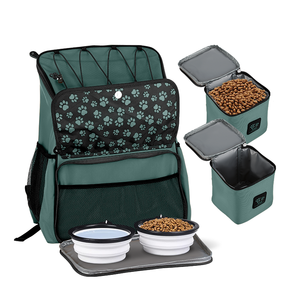 Zaino da Viaggio per Animali Domestici Everich, Popolare Modello Stampato per Cani e Gatti con Due Contenitori per Cibo, Chiusura a Zip e Parte Superiore in Rete - Product Image 6