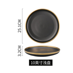Juego <span class=keywords><strong>de</strong></span> Vajilla Nórdica Negra Mate con Borde Dorado, Platos y Tazones <span class=keywords><strong>de</strong></span> Cerámica, Kit <span class=keywords><strong>de</strong></span> Utensilios para Fiestas - Product Image 2