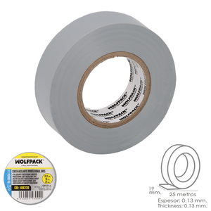 Nastro isolante professionale grigio, spessore 0,13 mm, larghezza 19 mm, rotolo da 25 metri - Product Image 1