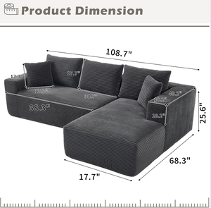 Ensemble de canapés modernes en L convertible - Canapé léger et confortable à compression sans vide pour salon et usage hôtelier - Product Image 5