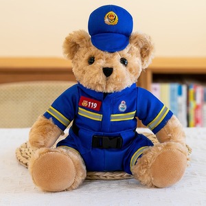 Lindo Anime Traffic Police Bear muñeco de peluche en uniforme de <span class=keywords><strong>bombero</strong></span> Hot Holiday Gift Set con juguetes de peluche - Product Image 1