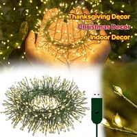 Guirlandes lumineuses LED transfrontalières de Noël, lumières vertes en forme de pétard, guirlandes en fil de cuivre, IP65, décoration intérieure et extérieure pour jardin