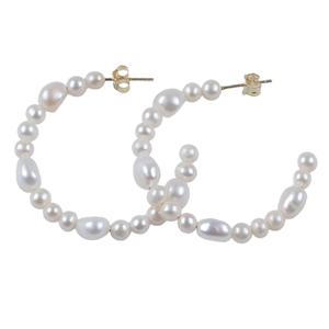 925 Sterling <b>Silver</b> <b>Pearl</b> Jewelry Vermeil Freshwater <b>Pearl</b> 3.5-4mm Stacked Hoop <b>Earrings</b> for Women Trendy Vintage Hoop <b>Earrings</b> - Product Image 1