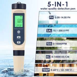 Multi-Parameter 5-in-1 Wasserqualitätsmessgerät |   Digitaler TDS-, EC-, PH-Tester |   Hochpräzises tragbares Wasserprüfgerät - Product Image 2