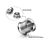 Plugs de tunnel d'oreille en titane G23 ASTM F136, filetage interne, double évasement, dilatateur d'oreille creux