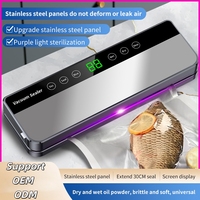Scelleuse sous vide silencieuse pour la maison avec panneau en acier inoxydable, machine d'emballage et de scellage alimentaire avec modes sec et humide