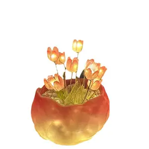 Tulipe bricolage veilleuse éternelle Pot de fleur plantation étudiant donne une petite amie cadeau d'anniversaire fait à la main