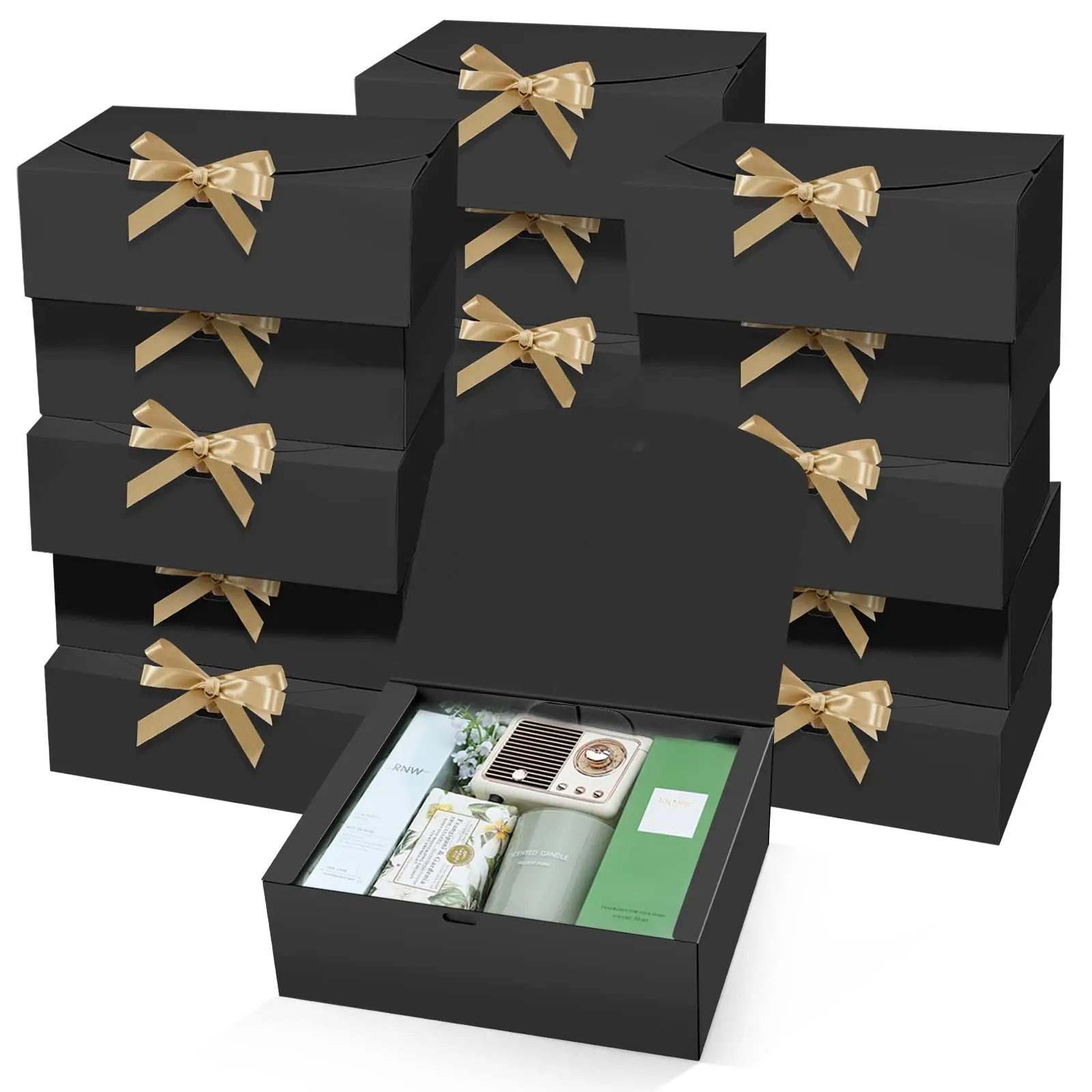 Boîte cadeau en papier pliable personnalisée, boîte d'emballage de rouge à lèvres de demande de mariage avec ruban pour fête d'anniversaire de mariage noël