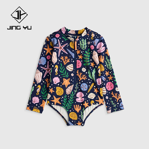 Maillot de bain pour filles JingYu à manches longues avec fermeture éclair et imprimé plage personnalisé - Maillot de bain pour enfants en nylon de haute qualité - Product Image 1
