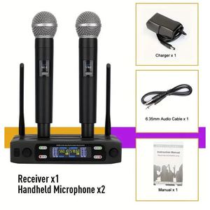Uhf <b>Wireless</b> <b>Microphone</b> Set 2 Handheld With Receiver Dual Channel Professional Karaoke Stage Use - Product Image 3