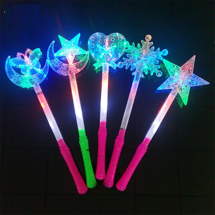 Easter LED Flashing Stick Children Girls Fairy Magic Wand Sticks Light up Five-pointed Star Princess Party Prop Accessories