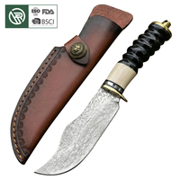 Couteau tactique de survie en acier damas cuivré de qualité supérieure avec manche en bois pour la chasse et le camping