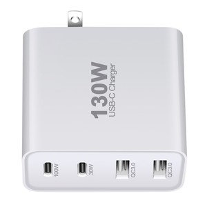 Cargador de pared doble de 65W de carga rápida 130W 4 puertos PD 3,0 USB tipo C adaptador para iPad iPhone 12/13/14 Samsung PC Laptop - Product Image 1